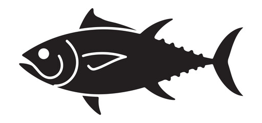 Fototapeta premium Tuna fish silhouette vector graphic isolated on white background.