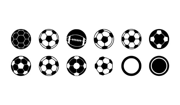 Football soccer ball icons horizontal set sport logo collection for banner web and game design