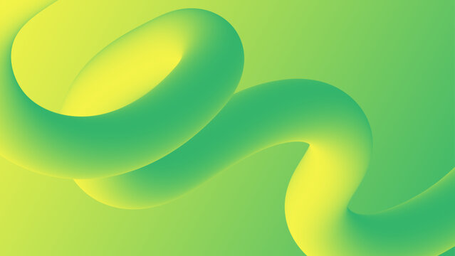 A fresh 3D fluid abstract background using a smooth lime green and yellow gradient for an energetic natural feel