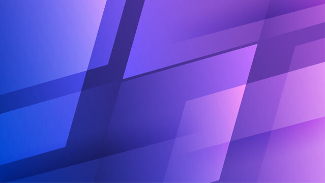 Futuristic blue and purple abstract background with dynamic parallelogram shapes and glass reflection