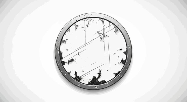 Grungy circular frame with distressed texture, isolated on white background