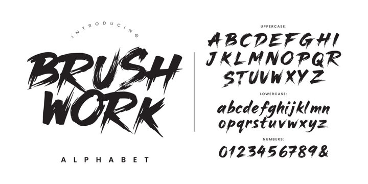 Brush Work italic dry brush font textured stroke style for fast motion and energetic sport branding