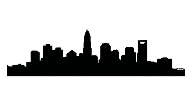 Charlotte North Carolina City Skyline Silhouette Vector Illustration