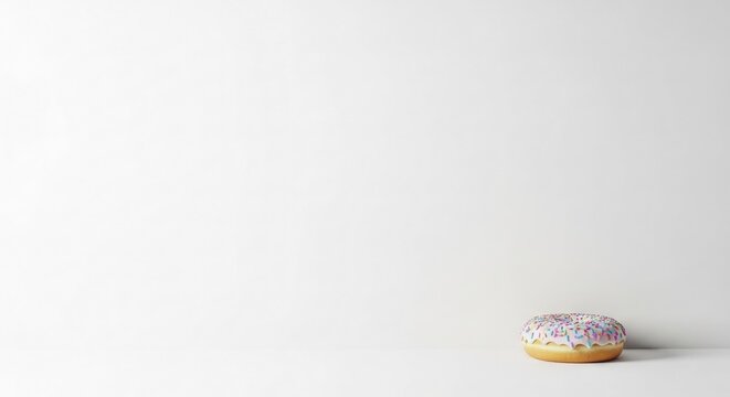A delicious donut with colorful sprinkles on a clean white background