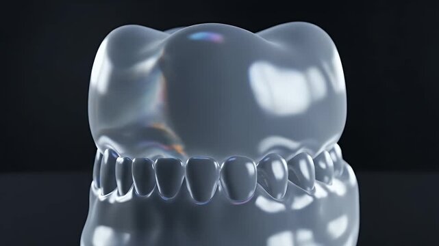 Abstract CGI Representation Of Occlusal Surface Anatomy For Educational Medical Presentation On Oral Health And Dental Structure Visualization With Dark Background Professional Scientific CGI Render
