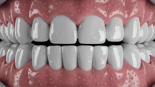 Abstract CGI Representation of Interdental Space Anatomy Highlighting Gingival Health and Oral Hygiene for Educational Medical Presentations and Dental Awareness Campaigns with Black Background and