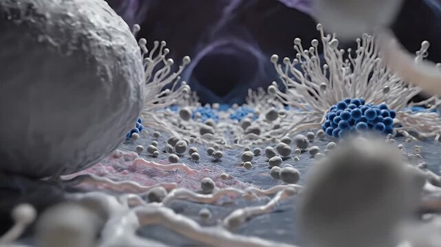 Abstract CGI Representation of Fungal Overgrowth and Thrush Risk Visualized with Microscopic Detail Ideal for Medical Education and Healthcare Presentations on Microbial Health and Oral Hygiene