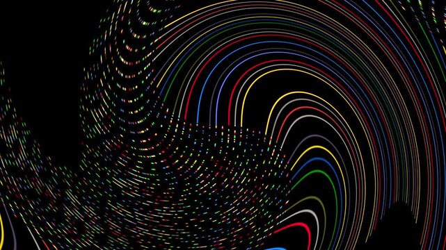 Lines and light particles spinning and spiraling animation