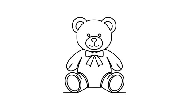 Teddy bear icons set cute plush toy outline vector symbols for kids design