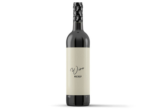 Wine Bottle Mockup PSD &ndash; Minimal Glass Bottle Label Template for Branding Presentation