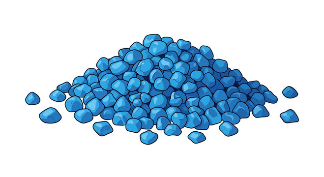 Pile of blue plastic polymer pellets or gravel vector illustration