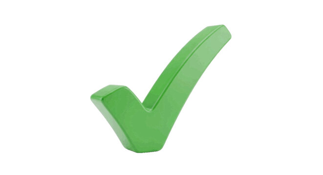 Vector illustration of 3d rendered green check mark symbol on a transparent background