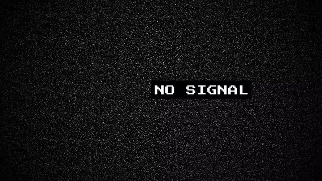 No Signal Error Message Moving on Retro Analog TV Static Noise and Glitch Background Loop Animation 4k video animation seamless loop