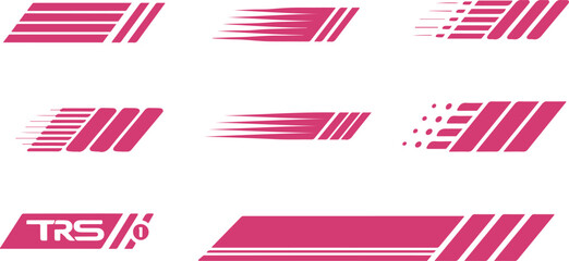 Fototapeta premium Creative abstract geometric logo designs featuring stylized dynamic lines and shapes in pink color variations