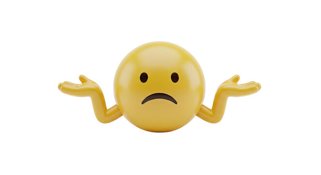 A yellow emoji character with arms extended in a shrug gesture