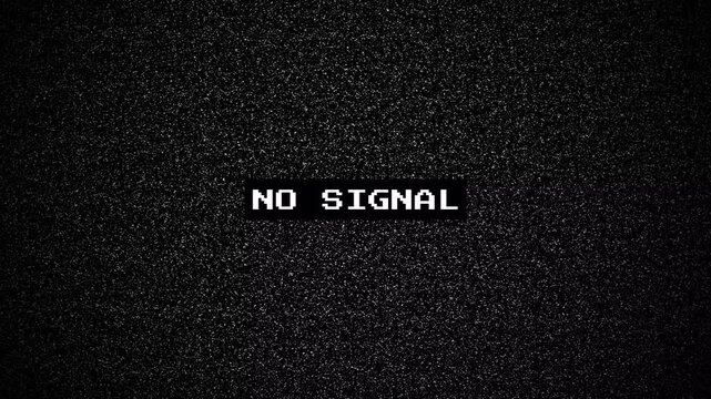 No Signal Error Screen with Analog TV Static Noise and Glitch Animation Loop 4k video animation seamless loop