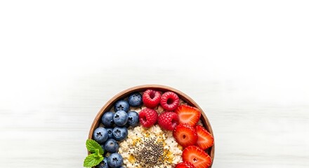 Delicious and Nutritious Superfood Bowl with Vibrant Berries for a Healthy Breakfast © Indra Gunawan