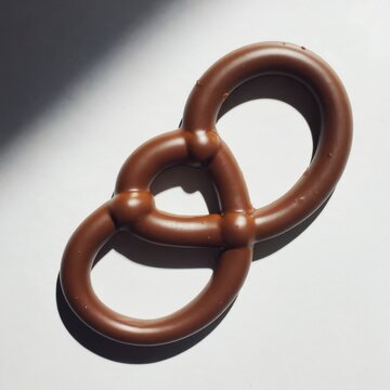 Interconnected Brown Rings on White.