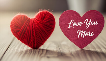 Fototapeta premium Red Yarn Heart with 