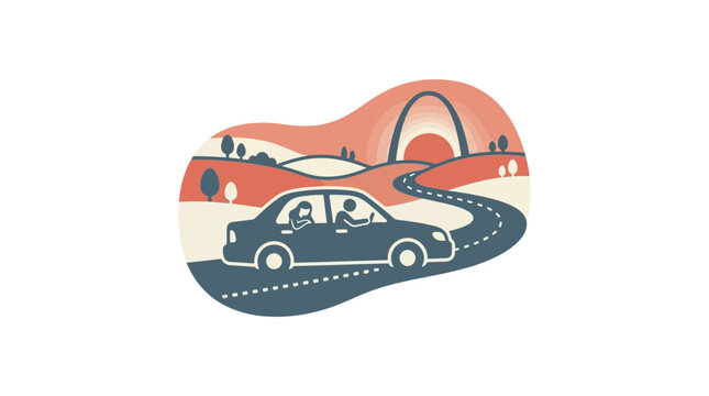 Road Trip Adventure with Scenic Landscape and Car