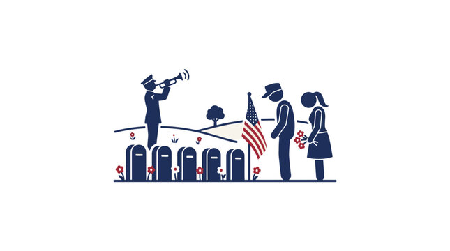 Memorial Day Ceremony in a Military Cemetery