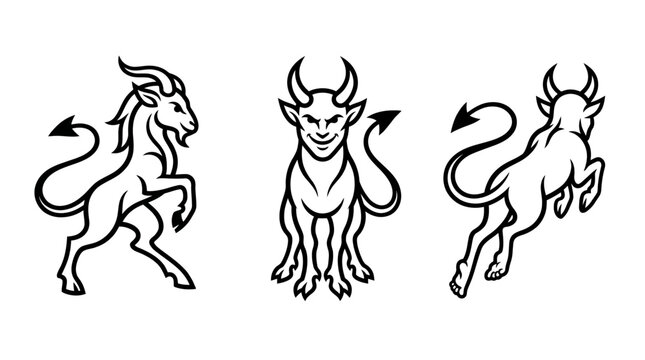 Three Vector Devil Emblems in Black and White