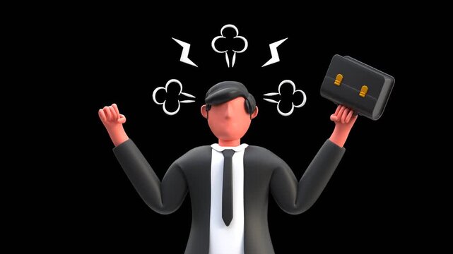 3D Business Man Interrupted | Alpha Channel
