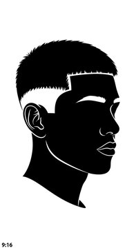 Minimalist vector of a male profile with stylish fade haircut