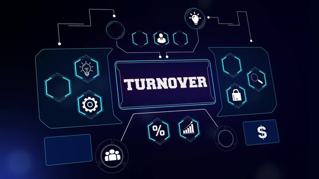 Business turnover and annual revenue concept video featuring a futuristic digital interface for sales performance presentations and corporate growth reports