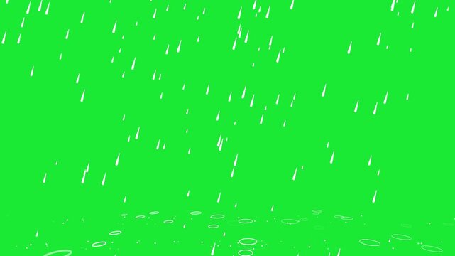 video of rain and water splash effects below on a green screen