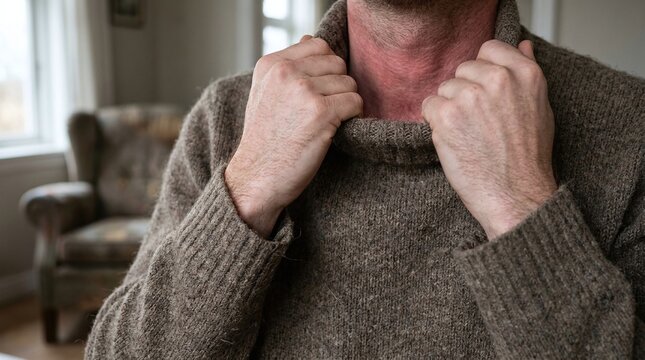 Sensory Overload Anxiety and Tactile Sensitivity Tugging at Wool Sweater