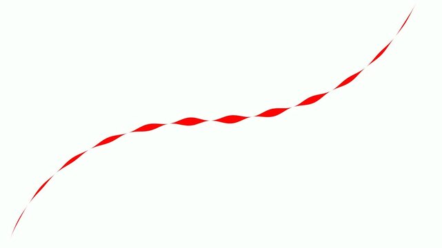 Red diamond shaped particles flowing on abstract curve motion graphics background