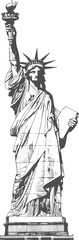 Statue of Liberty Hand Drawn Line Art Sketch, Minimalist Outline Illustration of Liberty Enlightening the World, Vintage Style Monochrome Drawing, American Landmark New York City Icon, Editable Vector © dipu