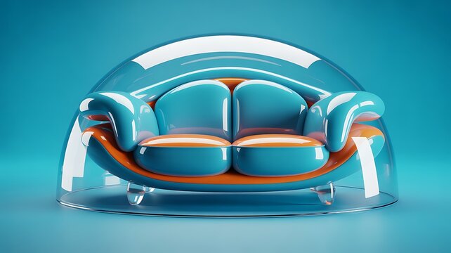 A spaceinspired sofa with a retrofuturistic design