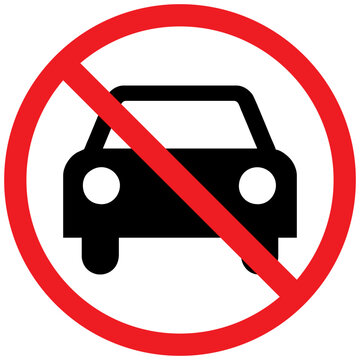 No Car Sign, Vehicle Prohibited Symbol, Traffic Restriction Icon, Red Circle Slash Vector