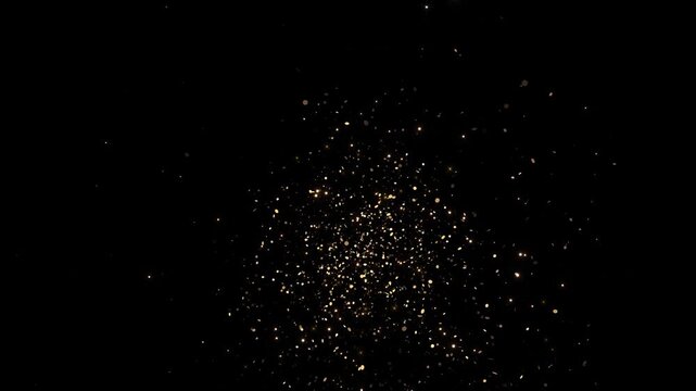 Flying shining gold light, stardust tail. Glitter circle trail Sparkling spiral particle animation. Festive logo title decoration. Festival Christmas, New Year Magic glittering golden tail ring effect