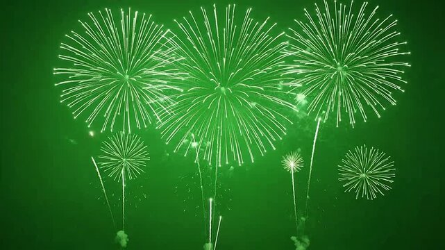 Beautiful display of colorful pyrotechnics exploding in the night sky during a celebration