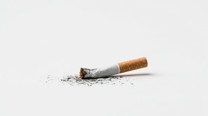 Obraz premium Broken cigarette on white background representing anti‑smoking