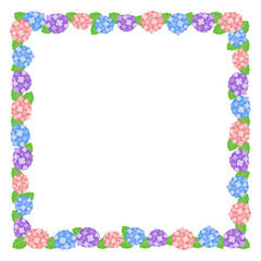 Fototapeta premium 紫陽花の華やかなフレーム 梅雨の花背景素材 正方形
