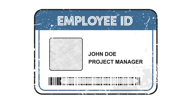 Employee ID Card with Photo Placeholder and Barcode