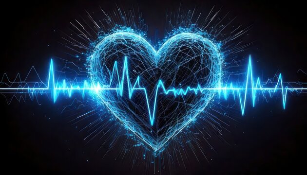Glowing Heart with ECG Line - A Symbol of Health and Life.