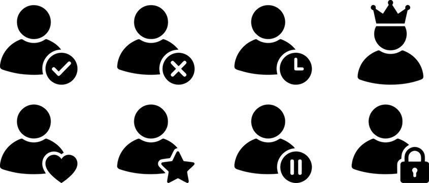 Client Status Icons Solid Filled Icon Set Of Client Status