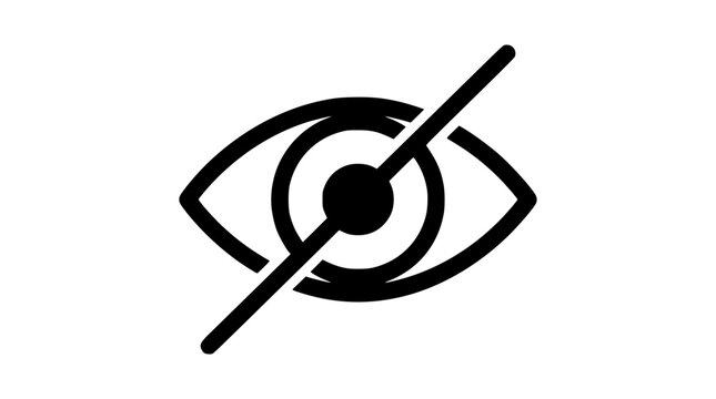 Vector graphic of eye with a line through it symbol