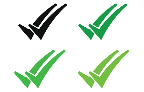 Double Check Mark Icons Set &ndash; Multiple Tick Styles for Approval, Success, Validation and User Interface Design