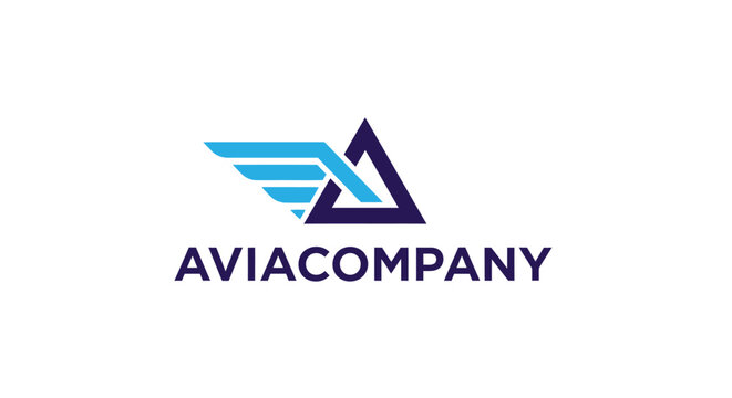 Aviacompany logo featuring a stylized wing and triangle design, representing flight and aviation services.
