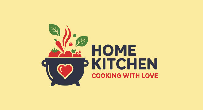 Home Kitchen Logo - Culinary Love and Delicious Cooking Experience.