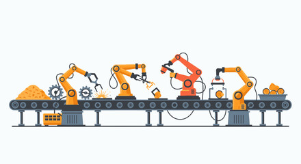 Fototapeta premium Robotic arms on assembly line 1.
