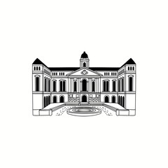 Fototapeta premium Classical Architecture Building Line Art Illustration