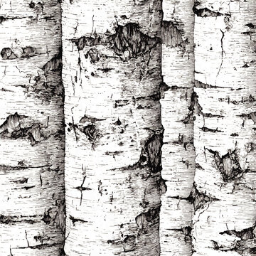 Captivating ultra-detailed vector illustration showcasing the distinctive white bark and unique textures of an aspen tree forest, creating a serene and natural background for various design projects