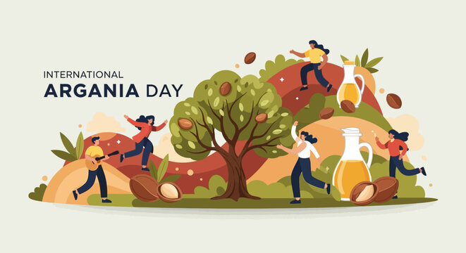 International Day of Argania Celebration Banner Vector